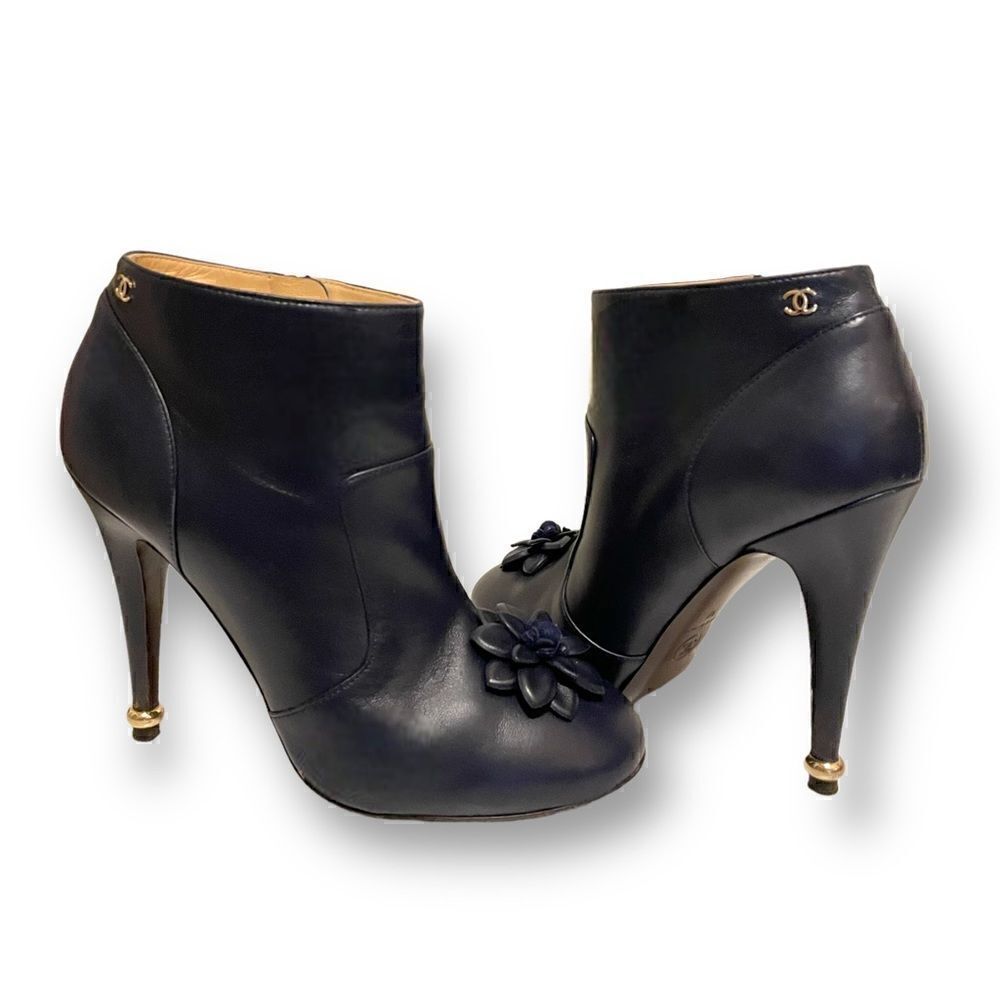 CHANEL Lambskin Short Boots 15A Size: 38